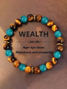 Handmade Tiger Eye Stone Blue Sapphire Beaded Bracelet, Unisex Fashion Accessory, Perfect Gift for Meditation and Energy Healing