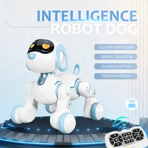 RC Robots Dog, Infrared Remote Control Robot Dog Toys, Program Design, Hard Sensing, Accompanying Interaction, Birthday Gifts for Boys and Girls Age 3+. Main Body Battery(Included), Controller Battery(Not included)
