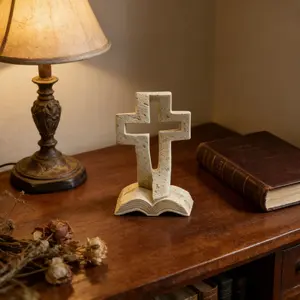 Resin Cross Bible Ornament, Cross Decoration, Ideal for Church Altar, Home Blessing, Office Decor, Holiday Gifts, Christian Believers, Religious Enthusiasts