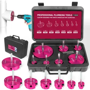 9 count PVC Pipe Reamer, Plastic PVC Pipe Fitting Reamer Plumbing Tools Kit Fit into Standard 1/2" Drills for SCH40, ABS, CPVC