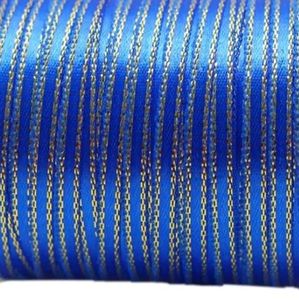 Blue Ribbon with Gold Trim - Small 1/8" Ribbon for Crafting and Decoration(50yards)