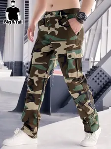 Men's Camouflage Work Pants, Multi-Pocket Slim Fit Outdoor Casual Trousers, Comfortable Versatile Daily Wear, Essential Home & Travel Long Pants