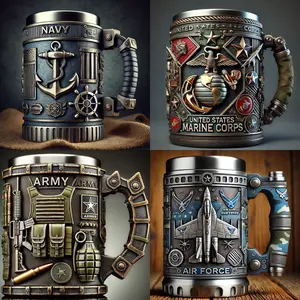 home furnishings retro 3D Mug Personalized Coffee Beer Cup Resin Shatterproof US Marine Corps Emblem Stainless Steel Drinkware Gift for Heroes men statue eras tour snow globe antique bronze