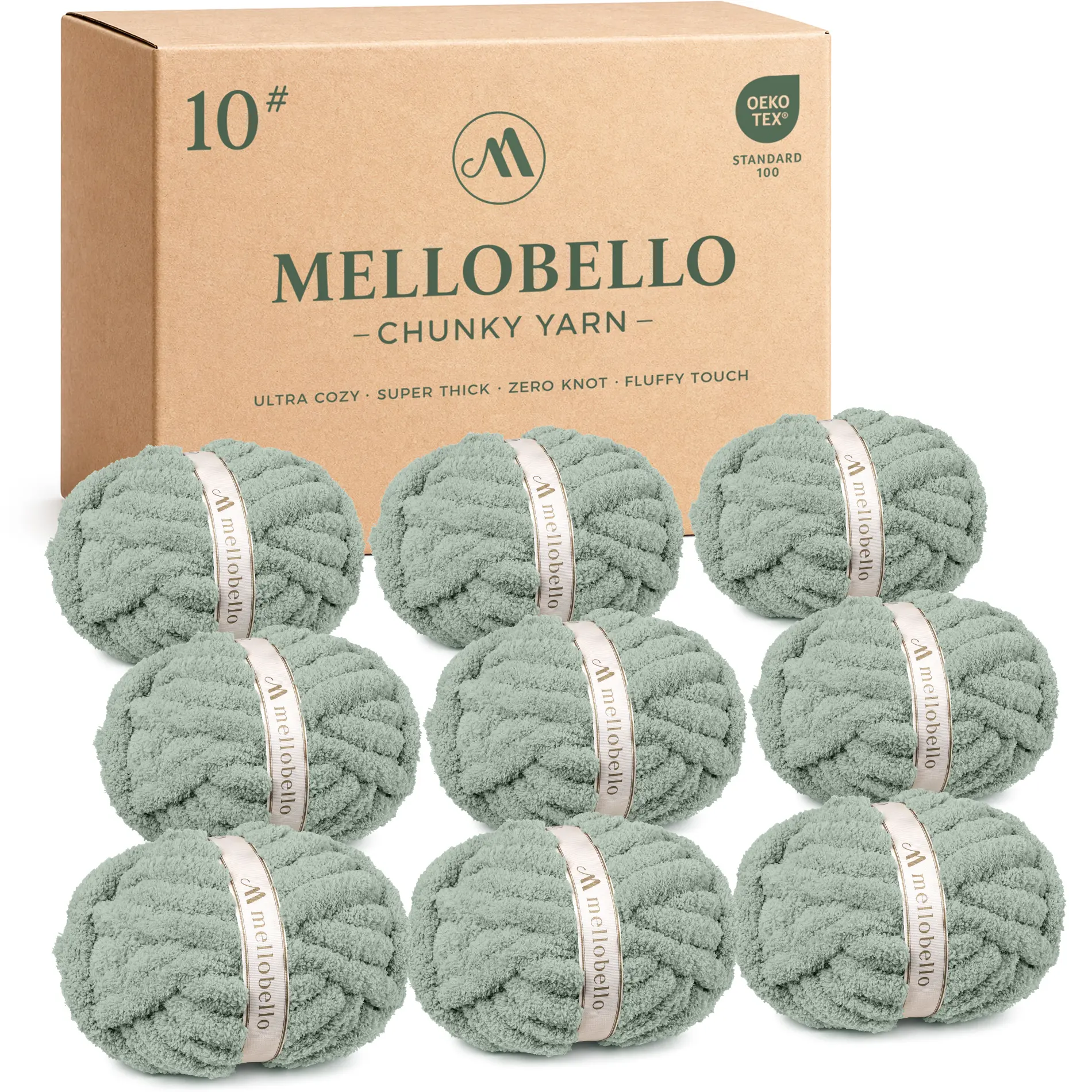 Mellobello Jumbo Chunky Yarn for Hand Knitting - #10 Chunky Chenille Yarn for Crocheting Blankets,Super Soft Bulky Fluffy Yarn,9 Jumbo Pack(22yds,8oz Each Skein)