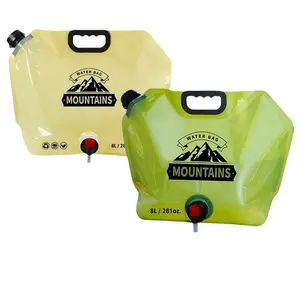 Adventurer Mountains 8-liter extra-thick foldable water bag 2 PCS, BPA-free, leak-proof with tap, reusable, suitable for: water, beverages, wine, outdoor mountaineering, outdoor camping, outdoor barbecue (colors sent randomly)