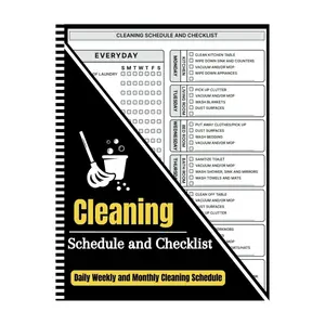 Cleaning Schedule & Checklist Notebook - Spiral Bound Home Organizer Journal for Daily, Weekly & Monthly Cleaning Tasks, Room-by-Room Planning Pages with Checklists & Task Trackers, Guided Home Management Diary for Household Organization