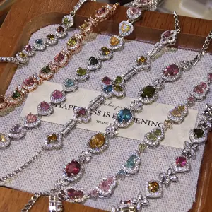 Loveden Natural Tourmaline Bracelet For Women Adjustable Colorful Gems Bracelet s925 Silver Daily Fashion Charm Jewelry Valentines Gift