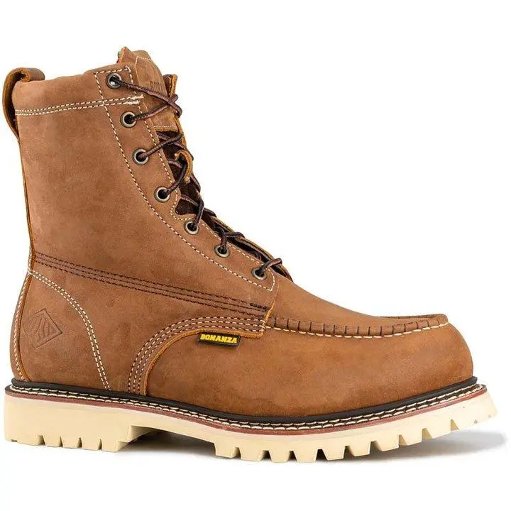 Bonanza Crazy Brown Insulated Waterproof Moc Toe Work Boots BA-834 420g Insulation for Extreme Cold Conditions