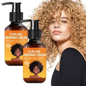 2 bottles 100ml curly hair styling cream, curly hair care cream, Curly hair products, suitable for black perm, Latin American curls, moisturizing styling cream containing castor oil, firmness and elasticity, suitable for wavy and curly hair