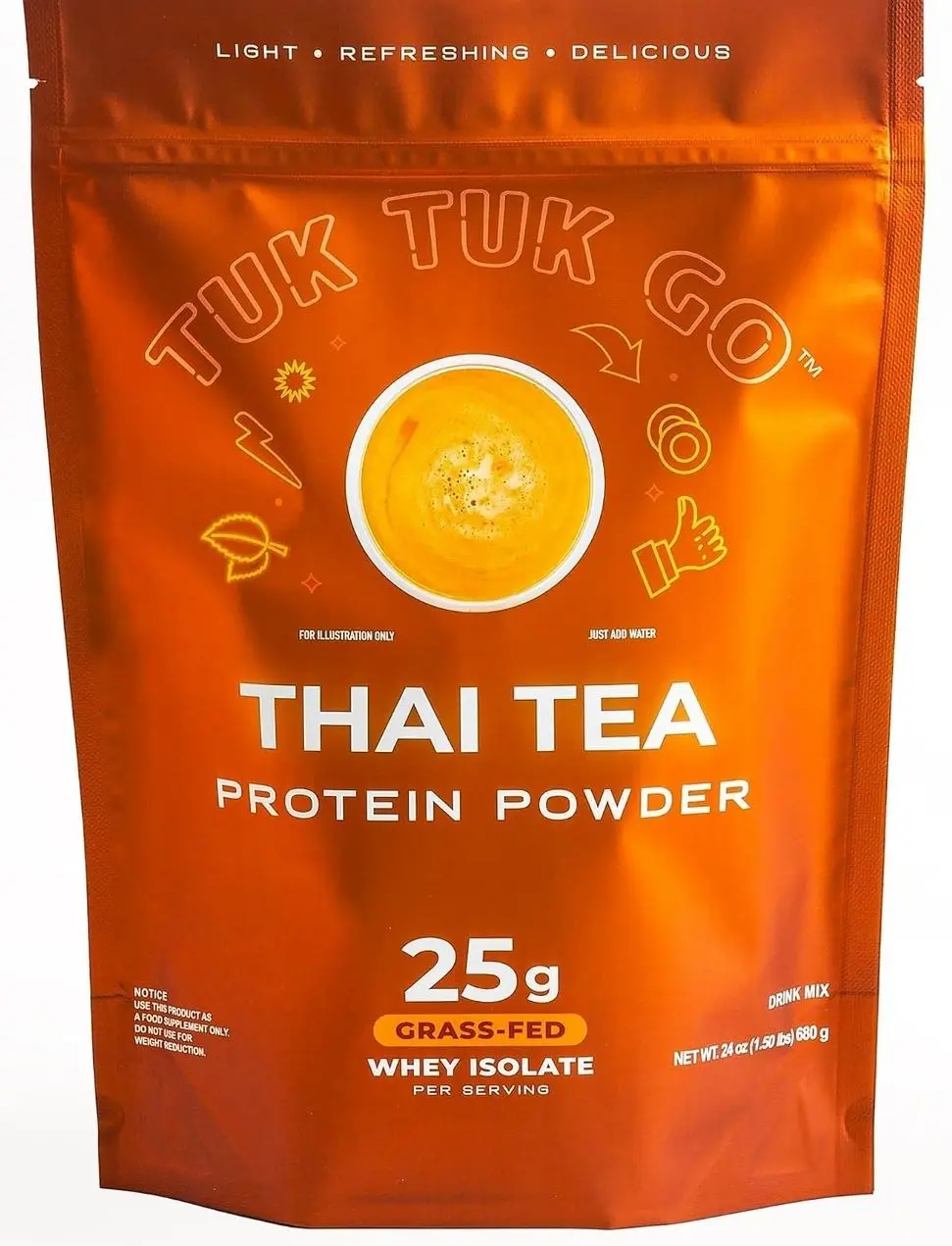 Clear Whey Protein Drink Mix - Thai Tea - 25g Clear Whey Isolate - Refreshing Flavor - 17 Servings - Post Workout Recovery