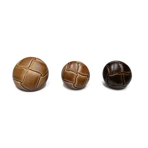 One Dozen Vintage Leather Like Buttons - Light Brown - Dark Brown - 3/4" or 1"