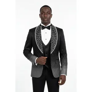 Black & Silver Crystal 3-Piece Tuxedo | European Made | Prom 2026