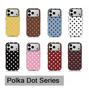 Pink polka  phone case Cover for iphone 17 pro max 16 Plus 15 14 13 12 11 Plus Fashion phone case blue white red yellow polka  phone case