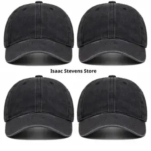 4 Pack Black Vintage Washed Baseball Cap Adjustable Dad Hat Cotton Unisex Low Profile Classic Curved Brim Cap Casual Streetwear Outdoor Hat for Men Women Everyday Wear Gift Idea