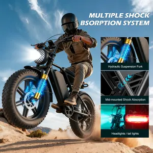 Mountain Off-Road Electric Bike — 1000W high-power motor, 24-27 miles range, 48V 20Ah large-capacity battery, 20-inch off-road wide tires, hydraulic disc brakes, APP-controlled variable speed, ideal for suburban adventures and urban commuting.