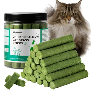 Cat Grass Sticks for Hairball removal Remedy and Teeth Cleaning, Protein Rich Natural Chicken Flavored Hairball Dental Treats catnip flavor cat grass treat hairball control snack stick hair ball oral health