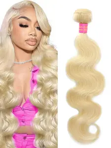 613 Color Virgin Human Hair Extensions, Body Wave Natural Brazilian Straight Hair Bundles, Unprocessed Grade a Quality for Women