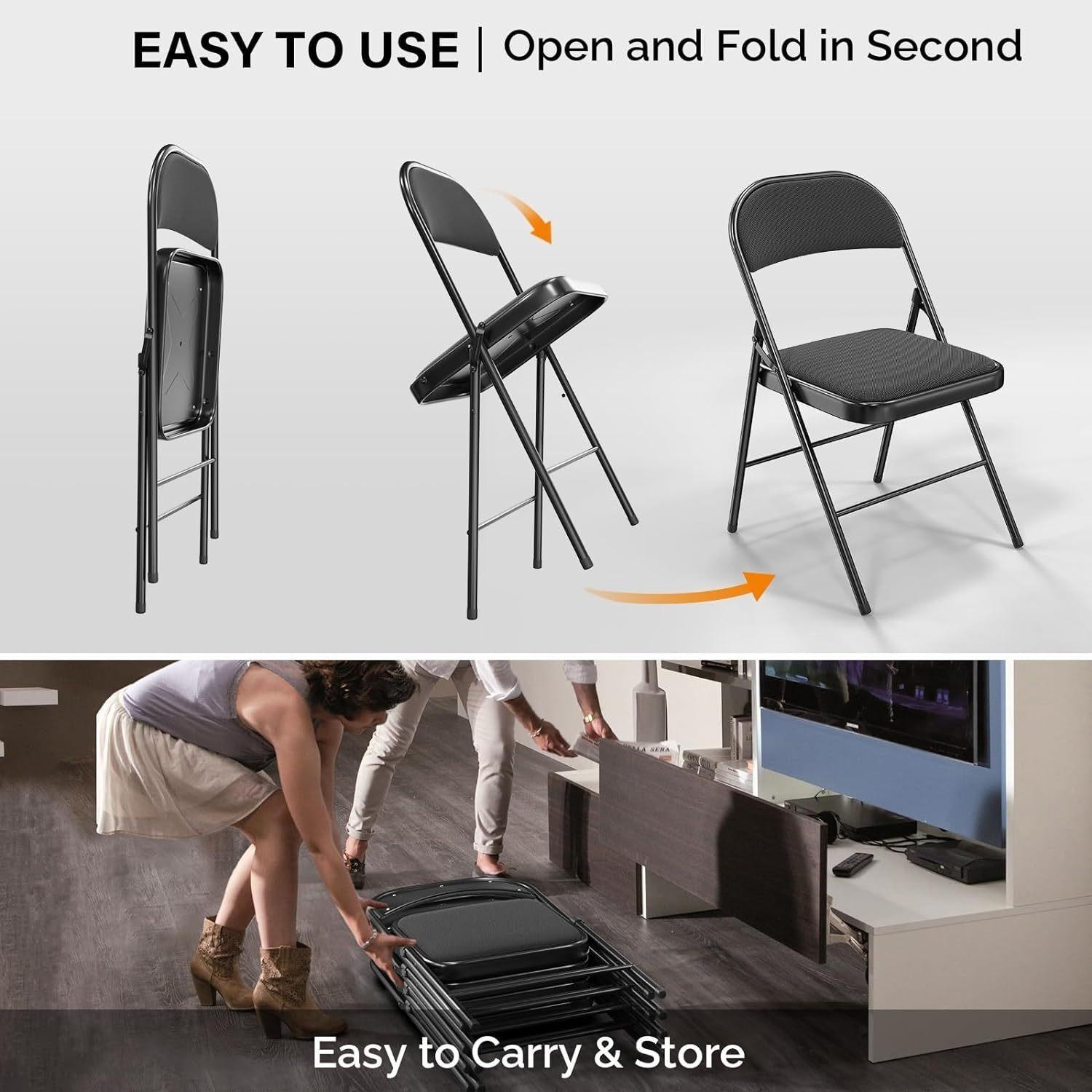 Folding versatile seating with Leather Padding - Sturdy Metal Frame, Foldable and Easy to Store for Indoor and Outdoor Use at Office