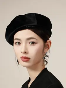 Luxurious Luster Velvet Beret Hat- Sculpted Fit, Elegant Style