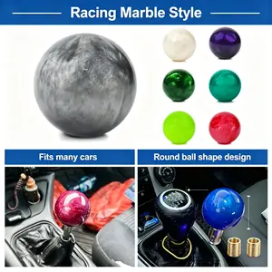 Racing Marble Style Round Ball Gear Shift Knob manual car shift knob upgrade With 3 Adapters For Most Cars Interior Accessories Aroma Diffuser Universal Weighted