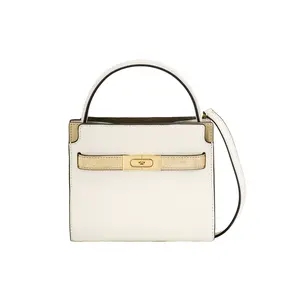 Tory Burch Lee Radziwill Mini Snap Closure Calfskin Handbag for Women in Beige