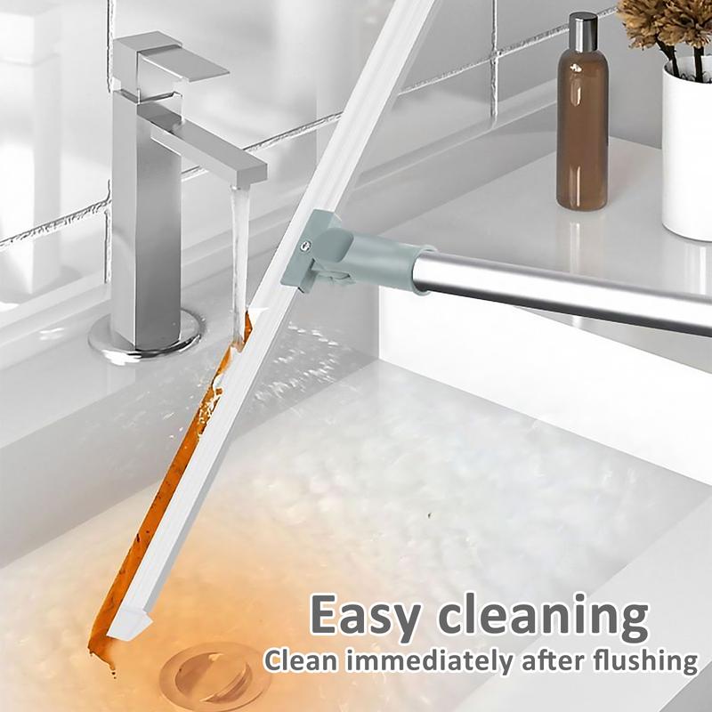 Floor Squeegee with Adjustable Long Handle 180° Rotatable Silicone Squeegee Scrubber with Replacement Squeegee Multifunctional Floor Squeegee Broom Detachable Floor Squeegee Blade