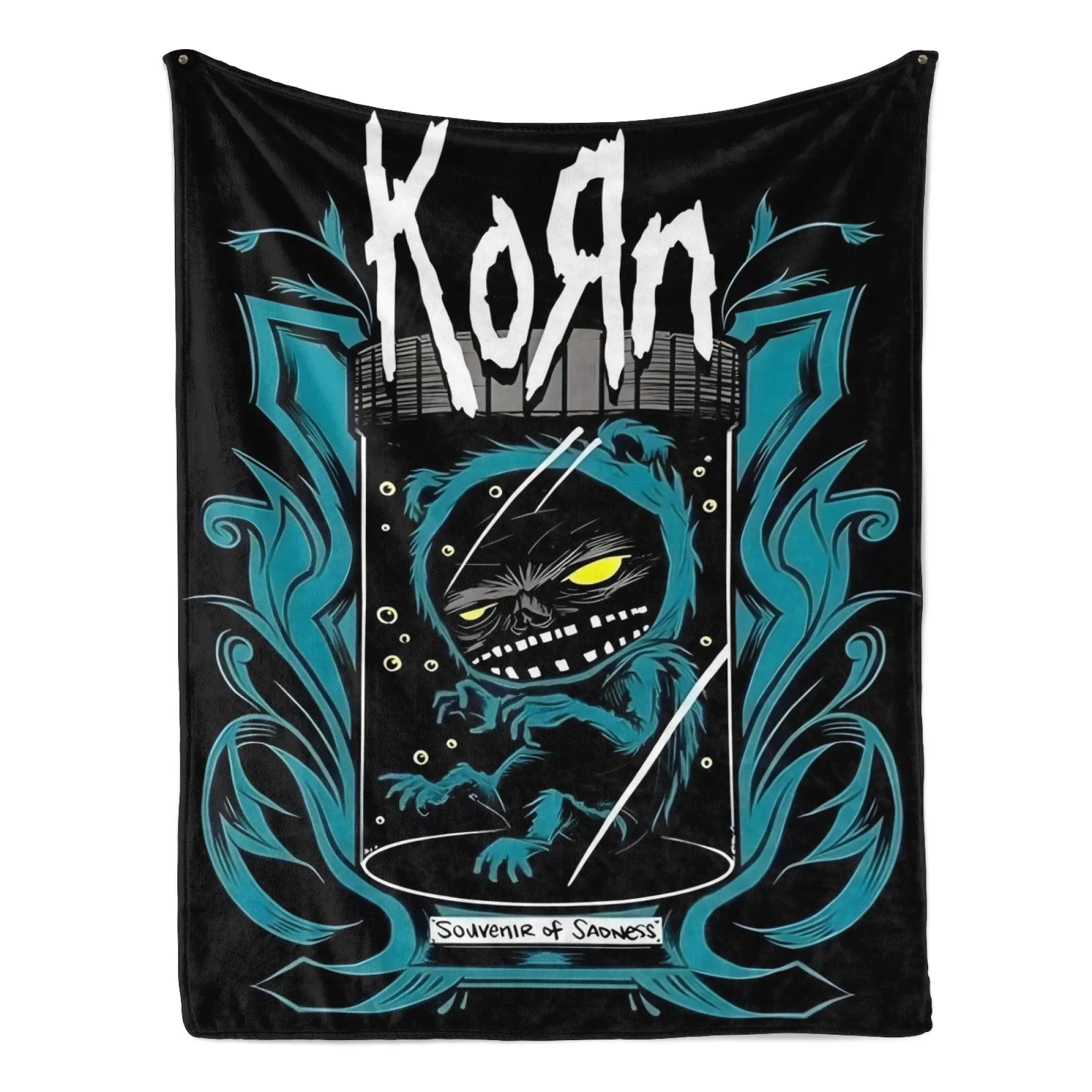 Korn Issues Rock Band Flannel Blanket, Y2K Nu Metal Soft Fleece Throw, Souvenir of Sadness Heavy Metal Music Merch Cozy Plush Blanket for Couch Bed