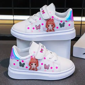 [Cute |   Trendy] Trendy White Sneakers |   Cute Cartoon Designs |   for Girls, Perfect for Spring And Autumn Casual Wear
