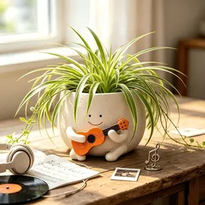 Pricetail Guitar Succulent Planter Office Desk Decor, Creative Stress Relief Cute Plant Decoration, Perfect for Home & Office Use, Succulent Pot accessories outdoor indoor decorative gardeners gifts lover flower garden balcony grow unique summervibes☀️