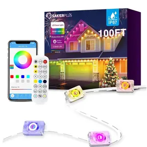 SakerPlus Smart RGB Lights for Decor, Eave Permanent Outdoor Lights,Waterproof Smart Lighting with App/Remote Control,Music Sync & DIY Scenes for Christmas Party,Holiday,Garden Decor (150ft)