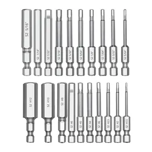 MulWark 20 pcs Hex Head Allen Wrench Drill Bit Set 10pc Metric & 10pc SAE, 2.3" Long 1/4" Diameter Quick Release Shank Magnetic Screwdriver Bit Set