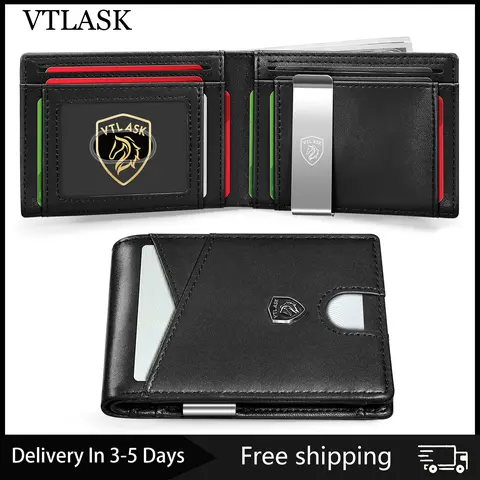VTLASK Men's Carbon Fiber Inlay Double Material RFID Blocking Slim Bifold Wallet - 11 Card Slots, Money Clip, Front Pocket Fit, Elegant Durable EDC Accessory, Business Minimalist Birthday Gift for Him, Rfid Blocking Wallets, Durable Wallet