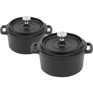Mini Cocotte 8 oz Pre-Seasoned Mini Dutch Oven 0.25 qt. Cast Iron Garlic Roaster for Oven Garlic Confit Pot Ramekins with Lids Oven Safe Set of 2