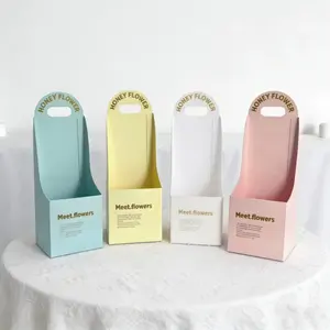 5pcs Minimalist Design Flower Gift Box Set, Elegant Gift Box, 4 Color Options, Creative Floral Bouquet Packaging, DIY Handmade Quality Flower Arrangement Decorative Boxes