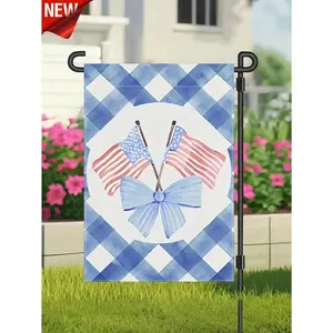 1pc Patriotic American Flag Garden Flag 12x18 Inches, Double-Sided Thick Waterproof Linen Material With Red White Blue Design, Suitable For Independence Day July 4th Holiday Decoration, Outdoor Flag For Porch Yard Courtyard Backyard, Flagpole Excluded