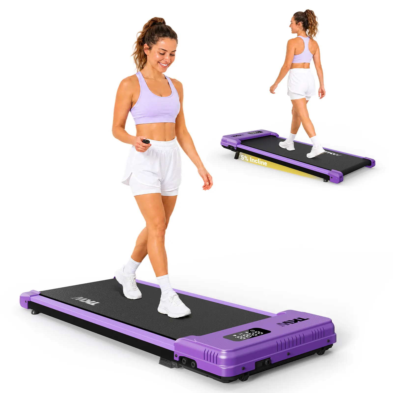 Under-Desk Walking Pad Treadmill - Lightweight, Space-Saving, 5% Incline, Remote Control Included - Ideal Exercise Equipment for Home & Office Fitness