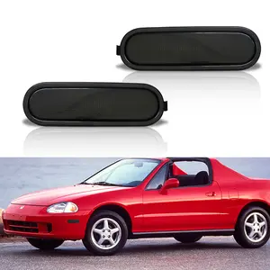 2pcs Smoke Front Bumper Side Marker Reflector lamps Light For 1993 1994 1995 1996 1997 Honda Del Sol DelSol,Replace OEM 33805SR2A01, 33805 SR2 A01, 33805-SR2-A01, HO2550118