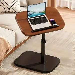 Adjustable Height C Shaped Side Table - 360° Swivel & Flip Top Design | Mobile C End Table for Couch/Sofa/Bed | Large Tabletop C Shaped Laptop Stand & Coffee Table with Slide-Under Feature