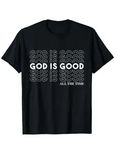 God is Good" Christian Worship Preacher's T-Shirt for Men Women Couple - Classic Fit, Crew Neck, Short Sleeve (Black)