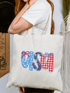 USA Patriotic Cotton Canvas 4th of July Tote Bag