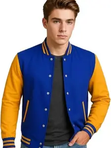 Zulin Royal and Yellow Baseball Jacket - Men's Varsity High School Bomber Jacket