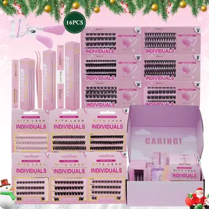 RITALASH 336Pcs Christmas Gift Cluster Lash Kit D Curl Black False Individual Lash Clusters Large Capacity Soft&Comfortable Portable Lashes for travel & DIY at Home with Bond and Seal Applicator Cluster Lash Remover and Lash Curler