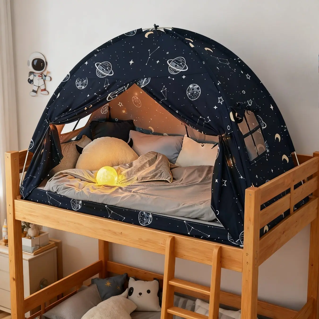 Indoor Bed Tent, Cosmic Star Pattern, Indoor Blackout Tent for Bunk Beds, Comes with Stand, Galaxy Dome Indoor Portable Sleeping Tent