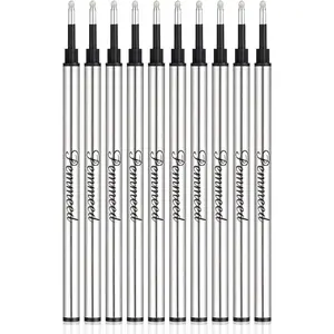 Rollerball Pen Refills Smooth Writing  Gel Ink,Parker Waterman Compatible Pen Refills Metal Standard Size Fine Point Black Ink Pack of 10 (Black)