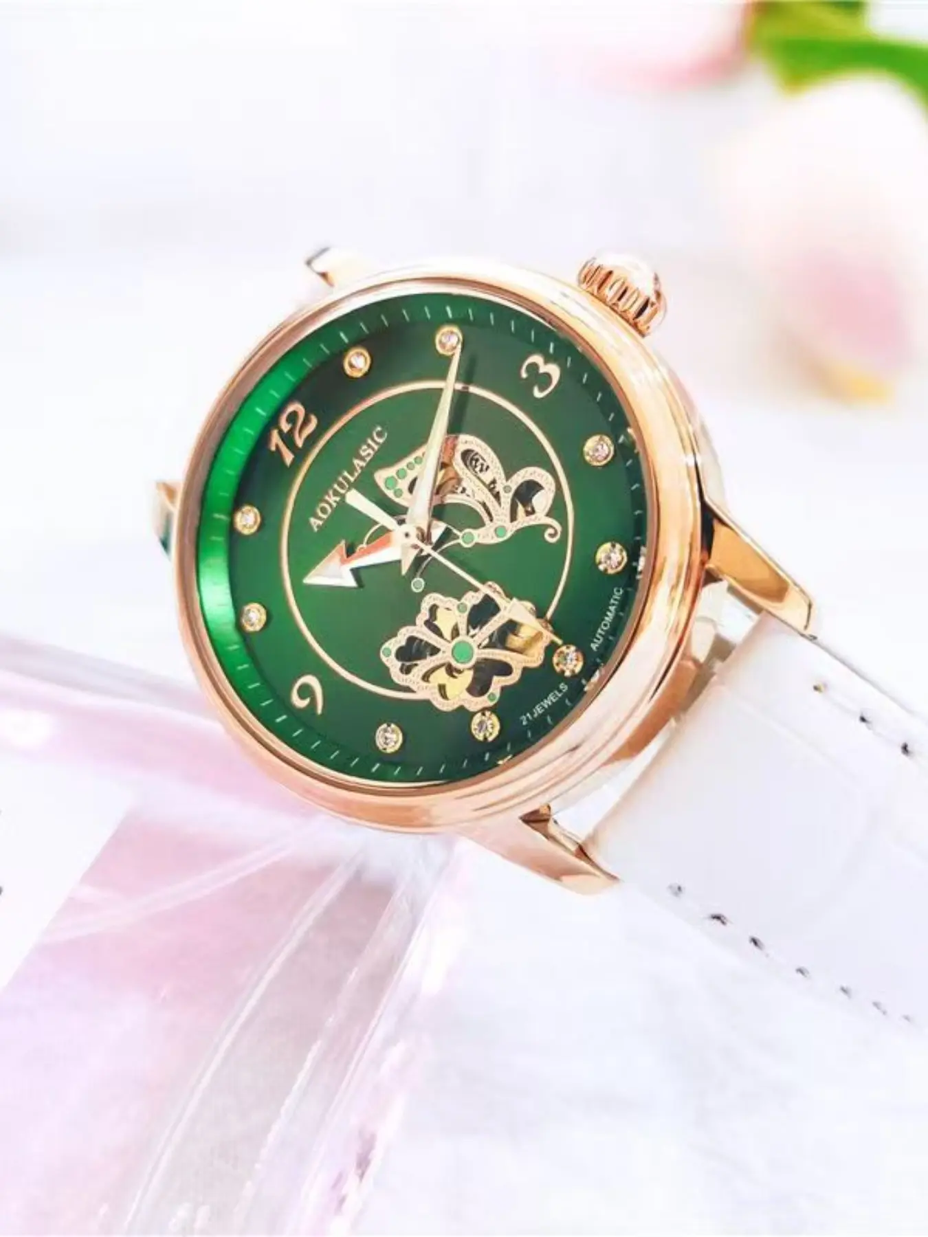 Women's Mechanical Watch, Business Style Automatic Wristwatch, Butterfly Series Luxury Fashion Casual Unique Gift for Girlfriend