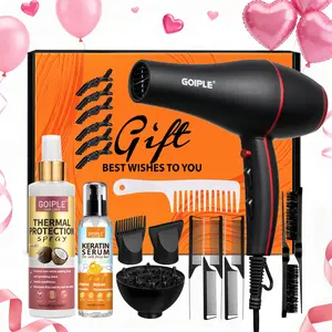 【Valentines Day Gift Box】21 Counts Lightweight Ionic Hair Dryer Kit for Women and Men - Low Noise, 1800W Professional Blow Dryer for Smooth Keratin Serum Concentrator