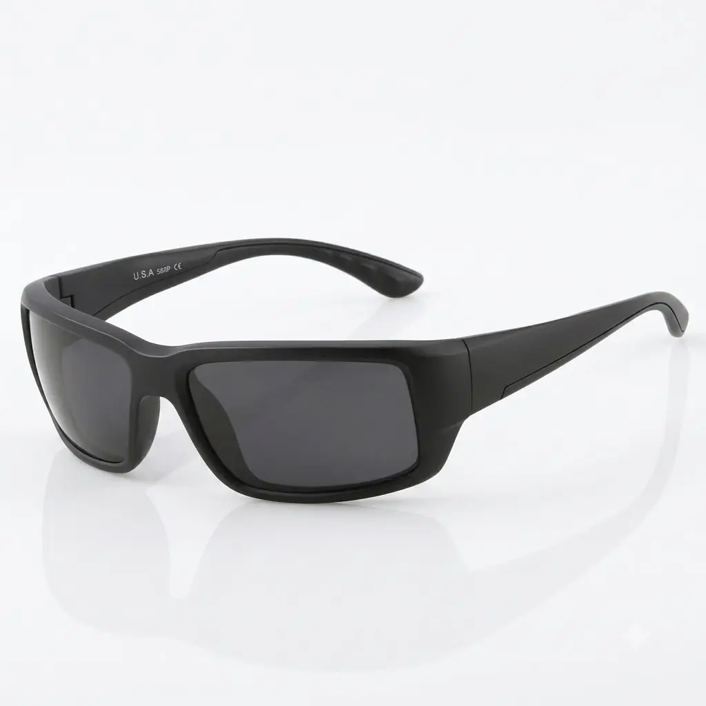 Fantail Polarized Sports Sunglasses for Men & Women - Sand Black Frame Gray Lens UV400 Fishing Driving Cycling