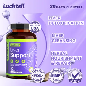LUCKTELL Liver Support Herbal Supplements - 60 Capsules with Turmeric Powder, Milk Thistle Powder, Vitamins, Gluten-Free for Liver Detox, Repair & Regeneration
