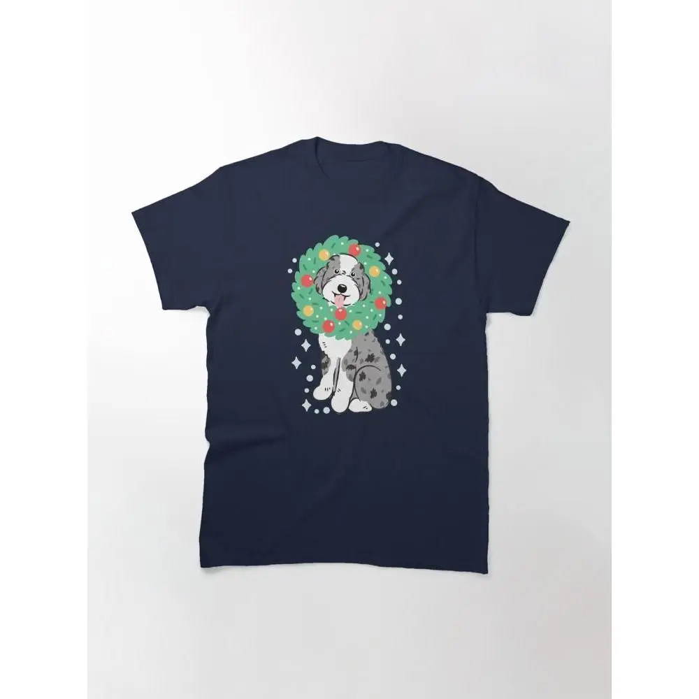 Merry Christmas Blue Merle Aussiedoodle Aussie Doodle Dog Classic T-Shirt
