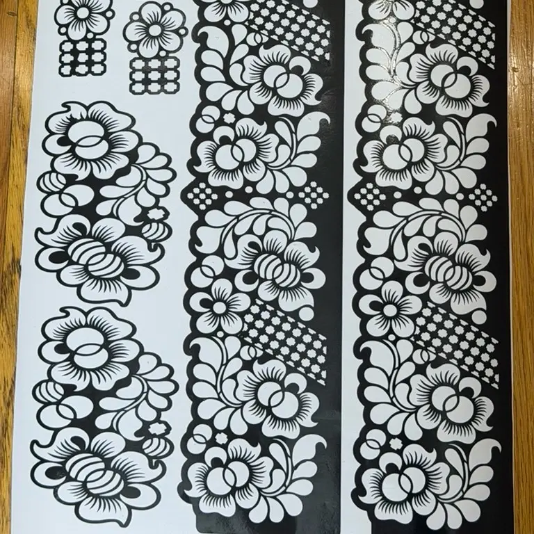 Henna Temporary Tattoo Stencil D53 Kit for Glitter Body Art, Unscented Self-Adhesive Sheets with Unique Patterns for Hand & Finger Art for Adults, Fingers, Sparkling, Glow Like Africa, Glitter Art, Easy Apply